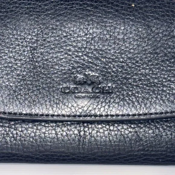 VTG Coach Black Leather Long Wallet Clutch Trifold Snap Zip Coin Pocket Women - Picture 3 of 16
